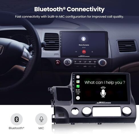 ماكسبيدنج رودس راديو ستيريو للسيارة لسيارة هوندا سيفيك 2006-2011، شاشة لمس HD 10.1 انش في لوحة القيادة، نظام تحديد المواقع، ابل كاربلاي لاسلكي واندرويد اوتو، بلوتوث، واي فاي، شحن USB، 2G+32G in Kuwait