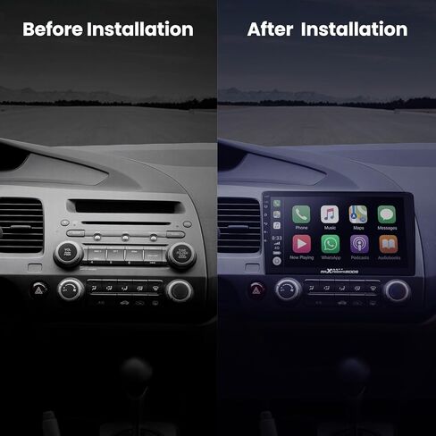 ماكسبيدنج رودس راديو ستيريو للسيارة لسيارة هوندا سيفيك 2006-2011، شاشة لمس HD 10.1 انش في لوحة القيادة، نظام تحديد المواقع، ابل كاربلاي لاسلكي واندرويد اوتو، بلوتوث، واي فاي، شحن USB، 2G+32G in Kuwait