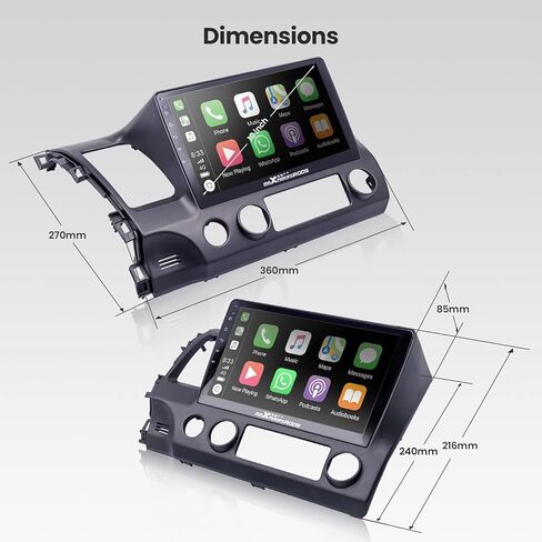 ماكسبيدنج رودس راديو ستيريو للسيارة لسيارة هوندا سيفيك 2006-2011، شاشة لمس HD 10.1 انش في لوحة القيادة، نظام تحديد المواقع، ابل كاربلاي لاسلكي واندرويد اوتو، بلوتوث، واي فاي، شحن USB، 2G+32G in Kuwait