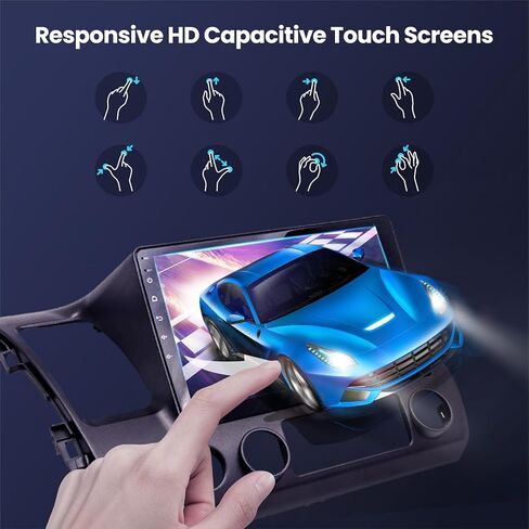 ماكسبيدنج رودس راديو ستيريو للسيارة لسيارة هوندا سيفيك 2006-2011، شاشة لمس HD 10.1 انش في لوحة القيادة، نظام تحديد المواقع، ابل كاربلاي لاسلكي واندرويد اوتو، بلوتوث، واي فاي، شحن USB، 2G+32G in Kuwait