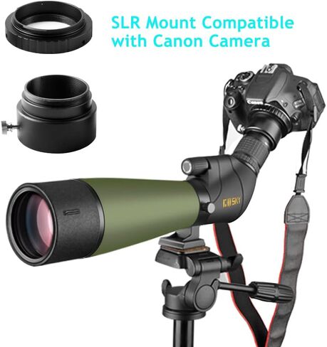 تم تحديث Gosky نطاق اكتشاف 20-60x80 والتحكم في سلك مصراع الكاميرا للهواتف الذكية ومحول الهواتف الذكية مثل حامل محول الهاتف الخلوي - إزالة الاهتزاز - احصل على صور أفضل in Kuwait