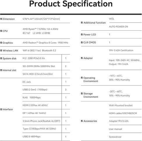 كمبيوتر صغير Beelink SER5 Pro، AMD Ryzen 7 5700U (8C/16T، حتى 4.3 جيجاهرتز) كمبيوتر مكتبي صغير، ذاكرة وصول عشوائي 16 جيجابايت DDR4 + 500 جيجابايت PCIe3.0X4 SSD كمبيوتر صغير، شاشات ثلاثية HDMI + DP + USB C، WiFi 6 + BT5. 2، جيجابت إيثرنت in Kuwait