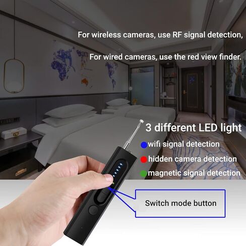 ميو وانجو كاشف الكاميرا الخفية، كاشف مضاد للتجسس | جهاز استماع، كاشف تتبع نظام تحديد المواقع | ماسح اشارة لاسلكي RF يكتشف الاجهزة المخفية للمنزل والمكتب والسفر in Kuwait
