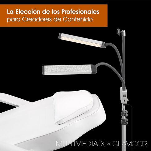 مجموعة إضاءة LED المحمولة GLAMCOR Multimedia X | التحكم عن بعد 2700 كلفن - 5600 كلفن درجة حرارة اللون | حامل الهاتف الذكي مع خاصية التحكم في السيلفي (أبيض/فضي) in Saudi Arabia