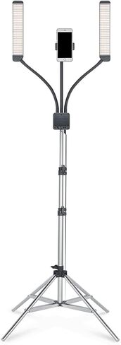 مجموعة إضاءة LED المحمولة GLAMCOR Multimedia X | التحكم عن بعد 2700 كلفن - 5600 كلفن درجة حرارة اللون | حامل الهاتف الذكي مع خاصية التحكم في السيلفي (أبيض/فضي) in Kuwait