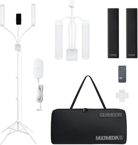 GLAMCOR Multimedia X Portable LED Lighting Kit | Remote Controlled 2700K - 5600K Color Temperature | Smartphone Mount (Grey with Clear Crystals) in Saudi Arabia