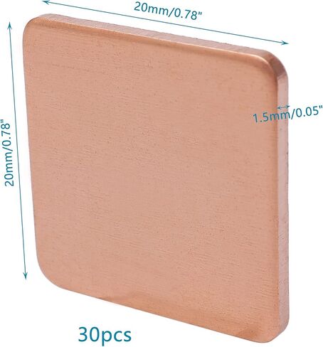 Ellbest 30pcs 20 x 20 x 1.5 mm Pure Copper Heatsink in Kuwait