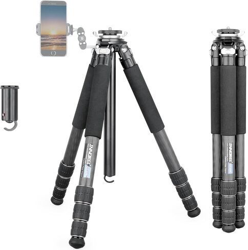 حامل ثلاثي من ألياف الكربون-INNOREL GT284C حامل ثلاثي مدمج احترافي لكاميرا DSLR حامل عالي التحمل مع رأس كروي مركزي منخفض الجاذبية وعمود مركزي على شكل خاص 1.14 بوصة/29 مم أنبوب أقصى تحميل 44 رطل/20 كجم in Kuwait