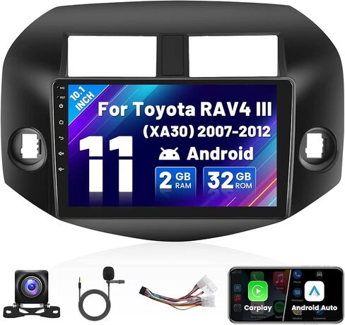 Roinvou 8 Cores 6+128G Android Car Radio for Toyota RAV4 2006-2012, 10.1" Touch Screen Carplay Android Auto with 32EQ Bluetooth WiFi GPS Navigation Mirror Link Backup Camera in Kuwait