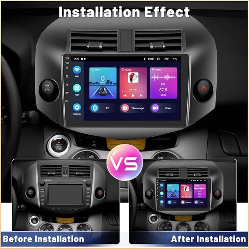 Roinvou 8 Cores 6+128G Android Car Radio for Toyota RAV4 2006-2012, 10.1" Touch Screen Carplay Android Auto with 32EQ Bluetooth WiFi GPS Navigation Mirror Link Backup Camera in Kuwait