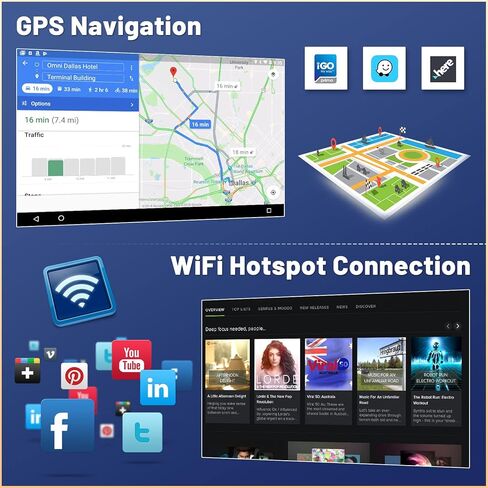 Roinvou 8 Cores 6+128G Android Car Radio for Toyota RAV4 2006-2012, 10.1" Touch Screen Carplay Android Auto with 32EQ Bluetooth WiFi GPS Navigation Mirror Link Backup Camera in Kuwait