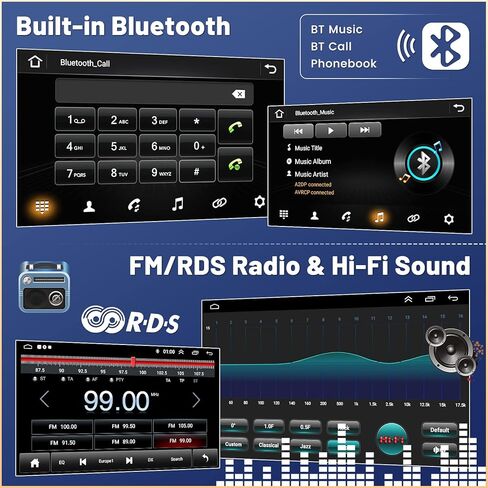 Roinvou 8 Cores 6+128G Android Car Radio for Toyota RAV4 2006-2012, 10.1" Touch Screen Carplay Android Auto with 32EQ Bluetooth WiFi GPS Navigation Mirror Link Backup Camera in Kuwait