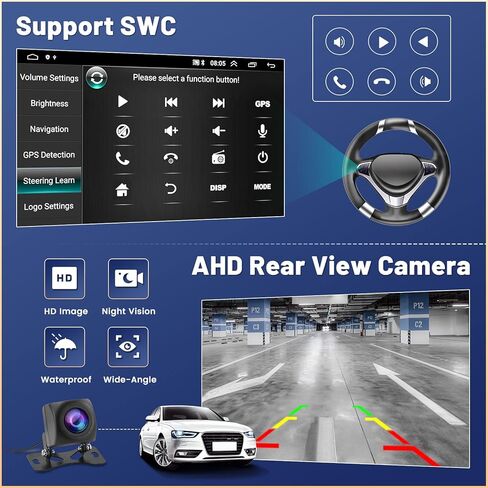 Roinvou 8 Cores 6+128G Android Car Radio for Toyota RAV4 2006-2012, 10.1" Touch Screen Carplay Android Auto with 32EQ Bluetooth WiFi GPS Navigation Mirror Link Backup Camera in Kuwait