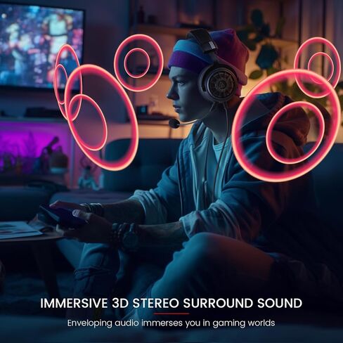 EKSA StarEngine S Gaming Headset, Gaming Headphones for PC, PS4/PS5, Switch, Xbox One/Series X/S & Mobile with Detachable Microphone, 3.5mm Wired Headphone Jack in Kuwait