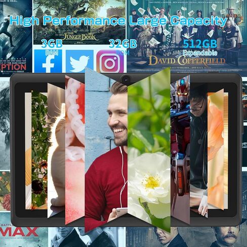 تابلت NEWISION Android للأطفال، 7 بوصات Android 11.0، ذاكرة وصول عشوائي 32 جيجابايت (قابلة للتوسيع 512 جيجابايت) معالج رباعي النواة، كاميرا مزدوجة، واي فاي، النوع C، تتضمن حافظة كمبيوتر لوحي (أزرق) in Kuwait