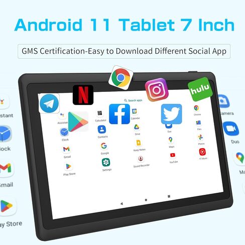 تابلت NEWISION Android للأطفال، 7 بوصات Android 11.0، ذاكرة وصول عشوائي 32 جيجابايت (قابلة للتوسيع 512 جيجابايت) معالج رباعي النواة، كاميرا مزدوجة، واي فاي، النوع C، تتضمن حافظة كمبيوتر لوحي (أزرق) in Kuwait