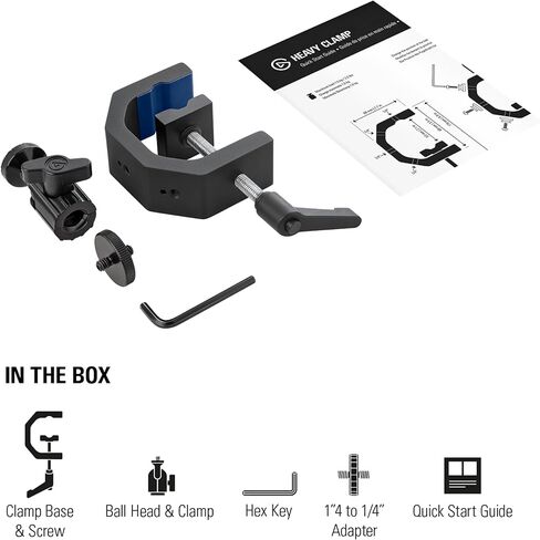 الجاتو مشبك ثقيل - حامل احترافي برأس كروي وفتحات 4 × 1/4 انش، امن للغاية ومتين، يثبت على المكاتب والرفوف والاعمدة مثالي للكاميرات والاضواء والفلاش وغيرها in Kuwait