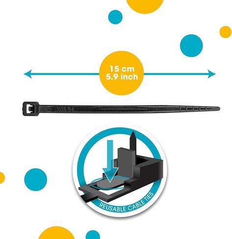 هاتسي حامل ربط مغناطيسي بسحاب للكيبلات يستخدم لادارة الكيبلات، 15 مغناطيس اسود يتضمن 60 رباط كيبل قابل لاعادة الاستخدام، شديد التحمل ومتعدد الاغراض in Kuwait