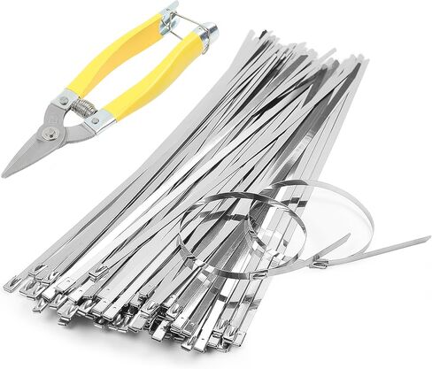 اربطة معدنية بسحاب مقاس 4.6 × 300 ملم من دي تي نيس، 200 قطعة، اربطة كيبلات من الستانلس ستيل 304 بطول 12 انش، مقاومة للاشعة فوق البنفسجية ذاتية القفل شديدة التحمل بلون فضي in Kuwait