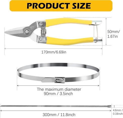 اربطة معدنية بسحاب مقاس 4.6 × 300 ملم من دي تي نيس، 200 قطعة، اربطة كيبلات من الستانلس ستيل 304 بطول 12 انش، مقاومة للاشعة فوق البنفسجية ذاتية القفل شديدة التحمل بلون فضي in Kuwait