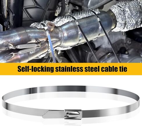 اربطة معدنية بسحاب مقاس 4.6 × 300 ملم من دي تي نيس، 200 قطعة، اربطة كيبلات من الستانلس ستيل 304 بطول 12 انش، مقاومة للاشعة فوق البنفسجية ذاتية القفل شديدة التحمل بلون فضي in Kuwait