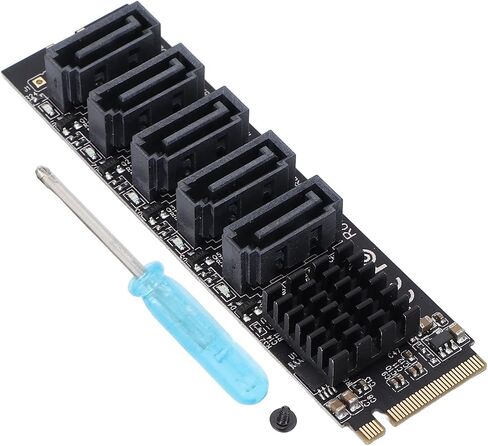محول SATA III إلى M.2، بطاقة توسيع مضاعف SATA SSD داخلية ذات 5 منافذ SATA SSD تصل إلى 6 جيجابت في الثانية، مجموعة شرائح JM585 مع مبدد حرارة، تدعم AHCI وIDE in Kuwait