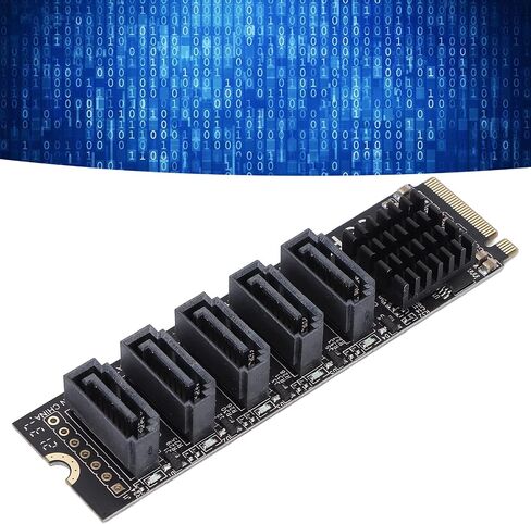 محول SATA III إلى M.2، بطاقة توسيع مضاعف SATA SSD داخلية ذات 5 منافذ SATA SSD تصل إلى 6 جيجابت في الثانية، مجموعة شرائح JM585 مع مبدد حرارة، تدعم AHCI وIDE in Kuwait