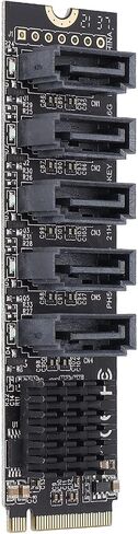 محول SATA III إلى M.2، بطاقة توسيع مضاعف SATA SSD داخلية ذات 5 منافذ SATA SSD تصل إلى 6 جيجابت في الثانية، مجموعة شرائح JM585 مع مبدد حرارة، تدعم AHCI وIDE in Kuwait