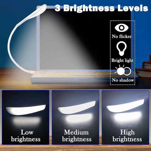 مصباح قراءة USB Milluten، مصباح كمبيوتر محمول USB مع 14 مصباح LED DC5V 2.8W 3 مستويات سطوع، مفتاح لمس ورقبة معقوفة مرنة، مصباح مكتب USB للكمبيوتر المحمول وسطح المكتب والكمبيوتر الشخصي وكمبيوتر MAC (أسود) in Saudi Arabia