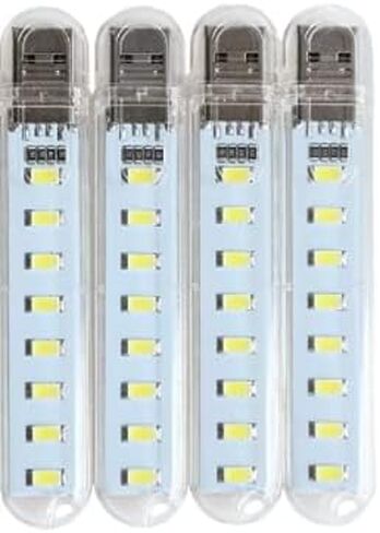 مصباح رويواير USB 4 قطع مع 8 خرزات مصباح لباور بانك والكمبيوتر واللاب توب والنوت بوك، ضوء ابيض USB صغير ليلي in Kuwait
