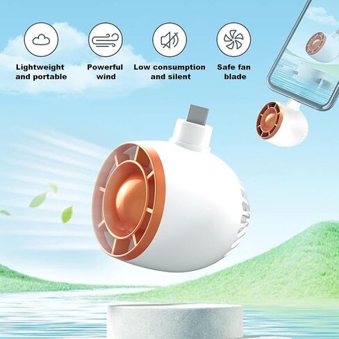 BUMSUNE phones mini fan (Type-C interface), portable cell phone fan, compatible for Samsung, Huawei, Xiaomi and other Android smart phones, tablets (Type-C, White) in Saudi Arabia