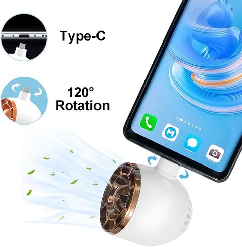 BUMSUNE phones mini fan (Type-C interface), portable cell phone fan, compatible for Samsung, Huawei, Xiaomi and other Android smart phones, tablets (Type-C, White) in Saudi Arabia