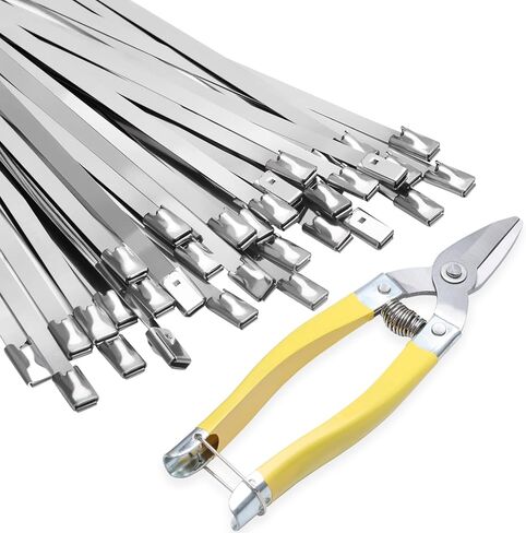APIELE Metal Zip Ties Stainless Steel 11.8-inch UV Resistant Zip Ties, Multi-Purpose Self-Locking Zip Ties for Vehicles, Pipesas, Fence etc(50 PCS) in Kuwait