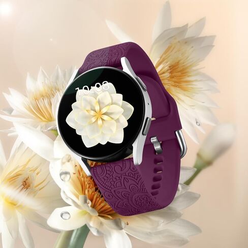 Floral Engraved Bands for Galaxy Watch 7/6/4/5/5 Pro/4 6 Classic/Active 2 in Kuwait
