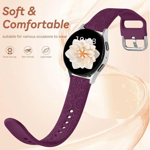 Floral Engraved Bands for Galaxy Watch 7/6/4/5/5 Pro/4 6 Classic/Active 2 in Kuwait