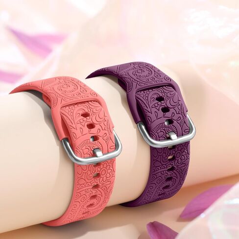 Floral Engraved Bands for Galaxy Watch 7/6/4/5/5 Pro/4 6 Classic/Active 2 in Kuwait