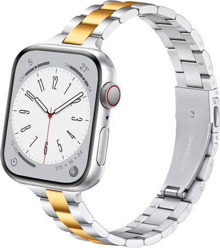 Lenrao Thin Metal Band Compatible Apple Watch Bands for Women | Slim Stainless Steel Strap Wristband for iWatch Series 11 10 9 8 7 6 5 4 3 2 1 SE, 40mm, 41mm 42mm 38mm 44mm 45mm 46mm 42mm in Kuwait