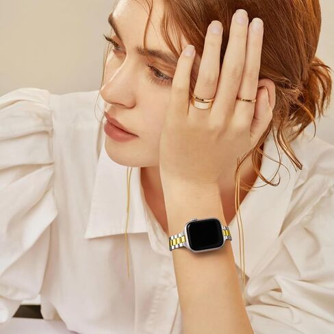Lenrao Thin Metal Band Compatible Apple Watch Bands for Women | Slim Stainless Steel Strap Wristband for iWatch Series 11 10 9 8 7 6 5 4 3 2 1 SE, 40mm, 41mm 42mm 38mm 44mm 45mm 46mm 42mm in Kuwait