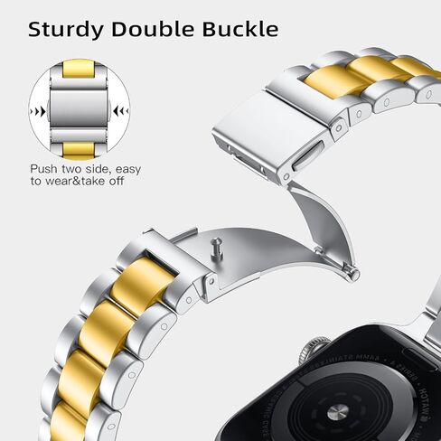 Lenrao Thin Metal Band Compatible Apple Watch Bands for Women | Slim Stainless Steel Strap Wristband for iWatch Series 11 10 9 8 7 6 5 4 3 2 1 SE, 40mm, 41mm 42mm 38mm 44mm 45mm 46mm 42mm in Kuwait