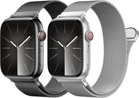 [عبوتان] حلقة ميلانو أصلية متوافقة مع سوار ساعة Apple 41 مم 40 مم 38 مم 49 مم 45 مم 44 مم 42 مم للنساء والرجال، سوار بديل بمشبك مغناطيسي بحلقة شبكية لساعة iWatch - 41 مم/40 مم/38 مم وردي + ضوء النجوم in Kuwait