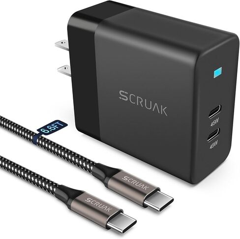 شاحن سامسونج فائق السرعة 45 وات من النوع C، شاحن حائط USB C بمنفذين 45 وات PD/PPS لهاتف Samsung Galaxy S23 Ultra/S23+/S23/S22 Ultra/S22+/S22/S20/Tab S8/S7، ماك بوك إير، آيباد مع سلك من النوع C بطول 6.6 قدم in Kuwait