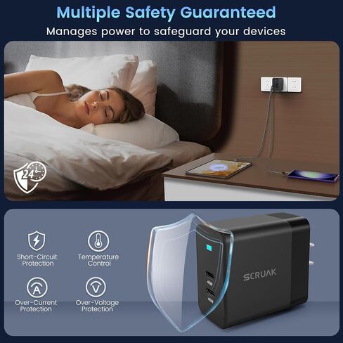 شاحن سامسونج فائق السرعة 45 وات من النوع C، شاحن حائط USB C بمنفذين 45 وات PD/PPS لهاتف Samsung Galaxy S23 Ultra/S23+/S23/S22 Ultra/S22+/S22/S20/Tab S8/S7، ماك بوك إير، آيباد مع سلك من النوع C بطول 6.6 قدم in Kuwait