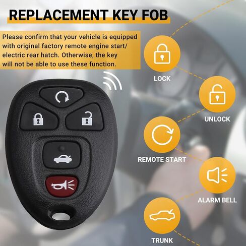 Key Fob Keyless Entry Remote Compatible with 2006-2013 Chevy Chevrolet Impala丨 Monte Carlo丨 Buick Lucerne 丨 Cadillac DTS Car Key Replacement 5 Buttons with FCC ID OUC60270, OUC60221 in Kuwait
