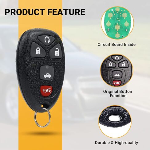 Key Fob Keyless Entry Remote Compatible with 2006-2013 Chevy Chevrolet Impala丨 Monte Carlo丨 Buick Lucerne 丨 Cadillac DTS Car Key Replacement 5 Buttons with FCC ID OUC60270, OUC60221 in Kuwait