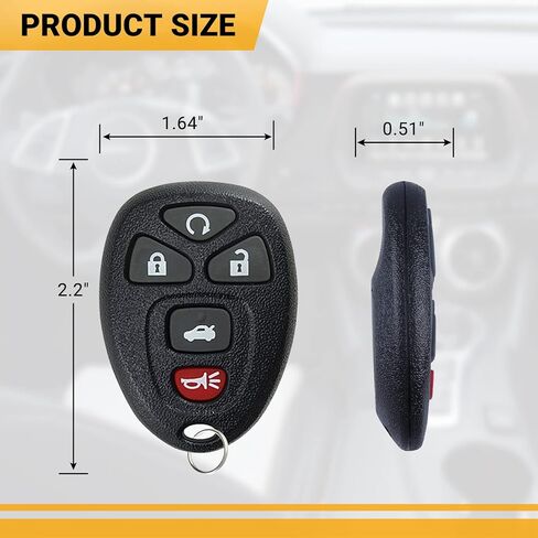 Key Fob Keyless Entry Remote Compatible with 2006-2013 Chevy Chevrolet Impala丨 Monte Carlo丨 Buick Lucerne 丨 Cadillac DTS Car Key Replacement 5 Buttons with FCC ID OUC60270, OUC60221 in Kuwait