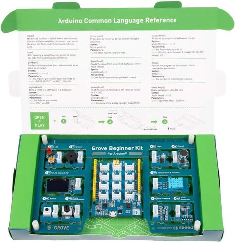 مجموعة أدوات المبتدئين من Seeed Studio Grove لـ Arduino، وArduino Starter Kit الكل في واحد لتدريس STEAM، ولوحة متوافقة مع Arduino UNO مع 10 أجهزة استشعار و12 مشروعًا مع دورة تدريبية مجانية. in Kuwait