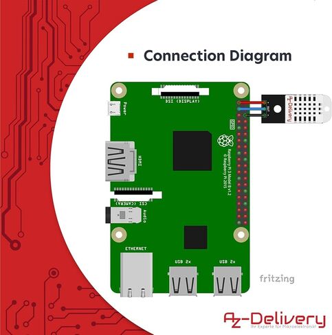 AZDelivery Compatible with DHT22 Compatible with AM2302 Temperature and Humidity Sensor Module with Cable Compatible with Arduino and Raspberry Pi Including E-Book! in Kuwait