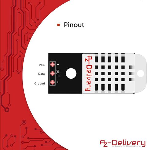 AZDelivery Compatible with DHT22 Compatible with AM2302 Temperature and Humidity Sensor Module with Cable Compatible with Arduino and Raspberry Pi Including E-Book! in Kuwait