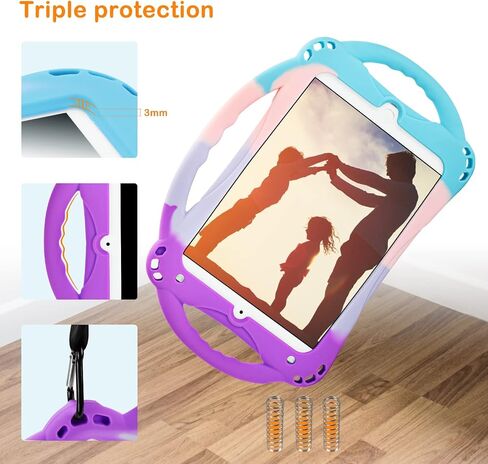 TopEsct Kids Case for iPad mini 5 4 3 2 1,Silicone Childproof Case for iPad mini 5 4 3 2 1, Built-in Handle Stand, Comes with a Strap (Pink) in Kuwait