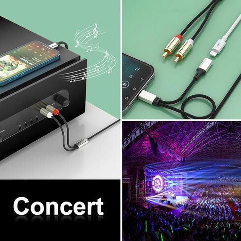 QSDXNYDC 3FT Lightning to RCA Cable Audio Converter Converter for iPhone 14 13 12 11 XS XR X 8 7 iPad iPod إلى ستيريو السيارة، المنزل، مكبر الصوت، سماعة الرأس، مكبرات الصوت، HDTV in Kuwait
